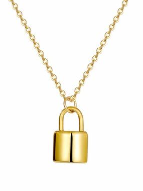Gold Padlock Pendant Necklace - Women Jewelry